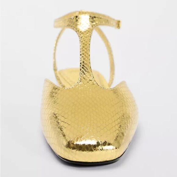 ZARA METALLIC GOLD FLATS - Picture 8 of 8